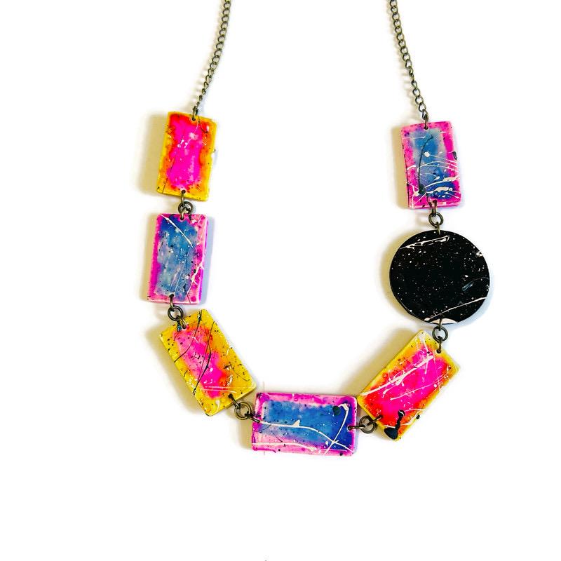 Abstract Rectangle Earrings Post or Clip On-4