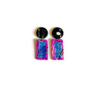 Abstract Rectangle Earrings Post or Clip On-0