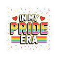 In My Pride Era rainbow vinyl sticker with colorful text, hearts, and celebratory confetti accents