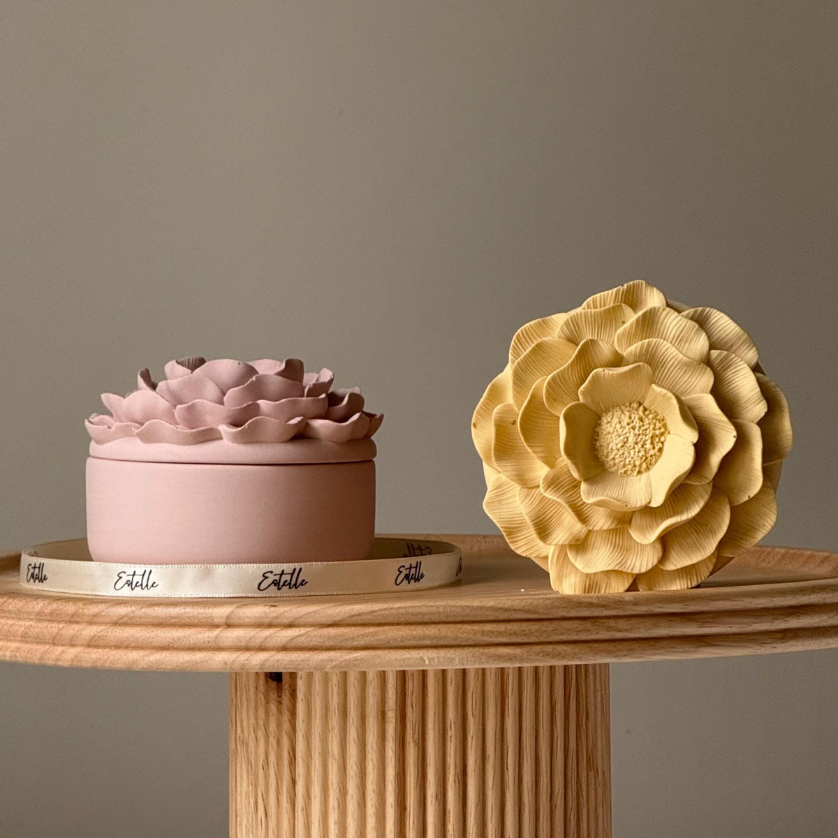 Jesmonite Flower Jar: Scandi Home Decor, Jewelry Storage Dish-1