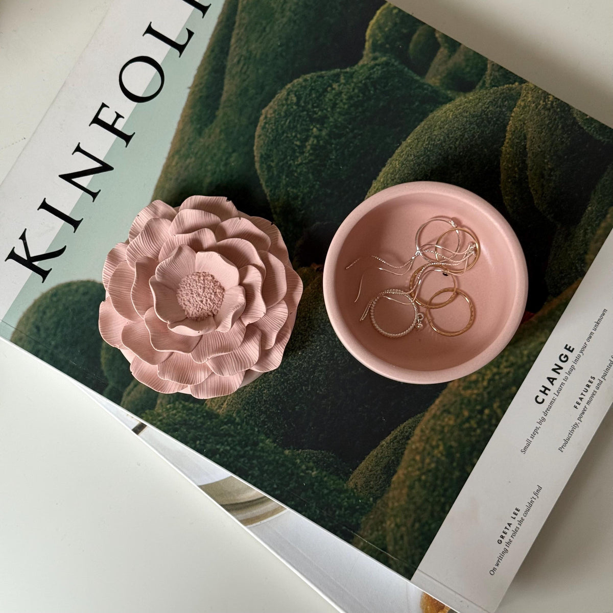 Jesmonite Flower Jar: Scandi Home Decor, Jewelry Storage Dish-0