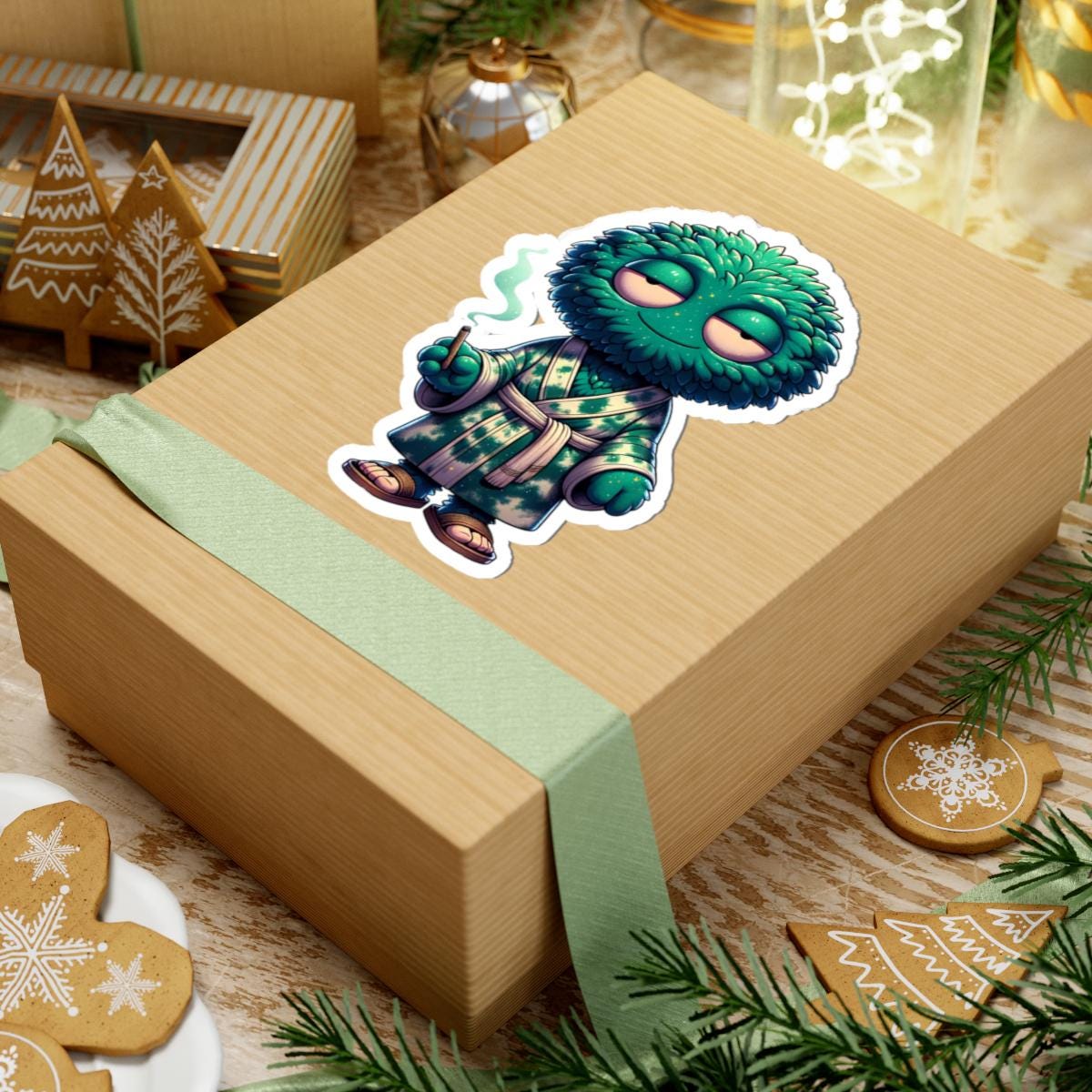 Zen green monster vinyl sticker with glossy finish for laptops and tumblers — view 4