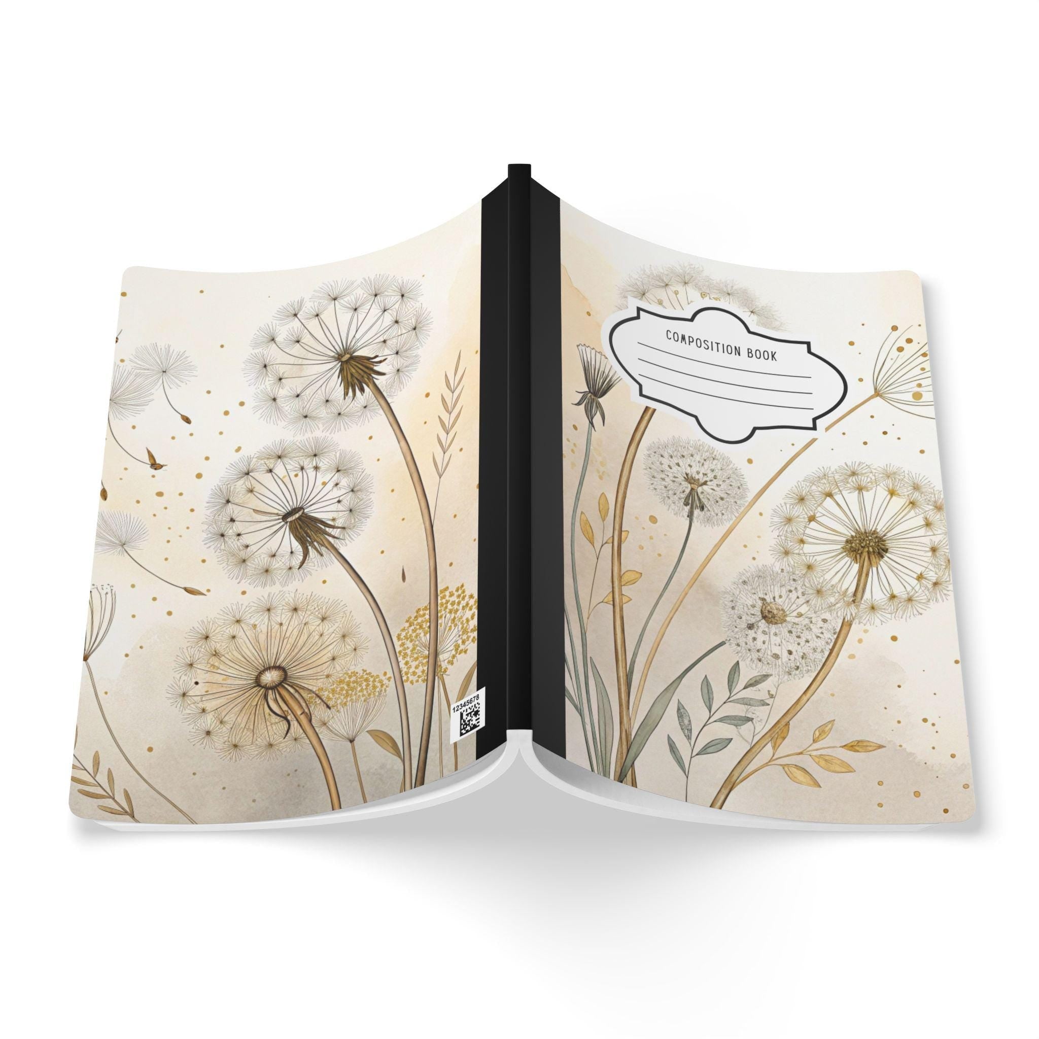 ColorFlow Golden Dandelion composition notebook with soft touch cover and college ruled pages — view 2