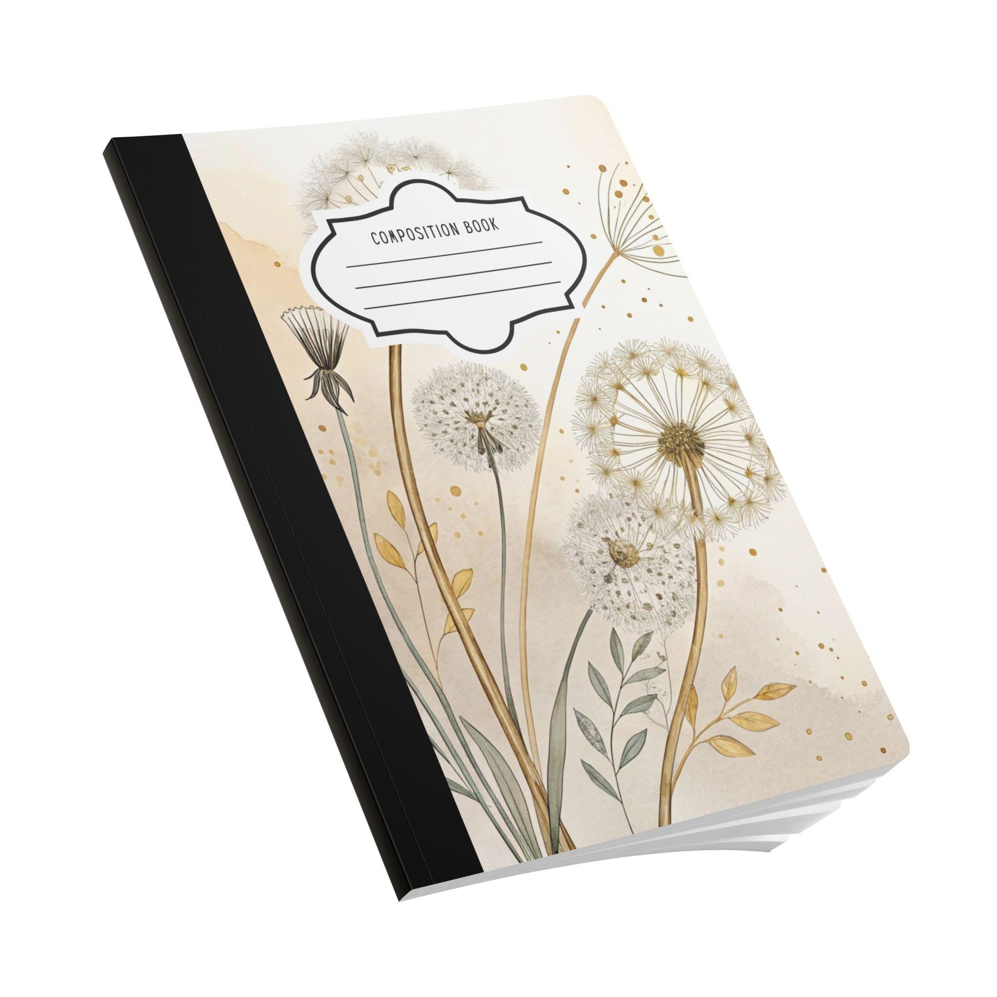 ColorFlow Golden Dandelion composition notebook with soft touch cover and college ruled pages — view 3