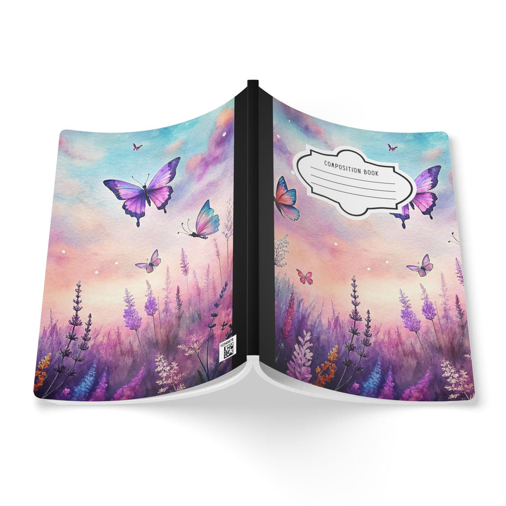 Twilight butterfly composition notebook with vivid floral patterns and premium soft-touch cover. — view 2