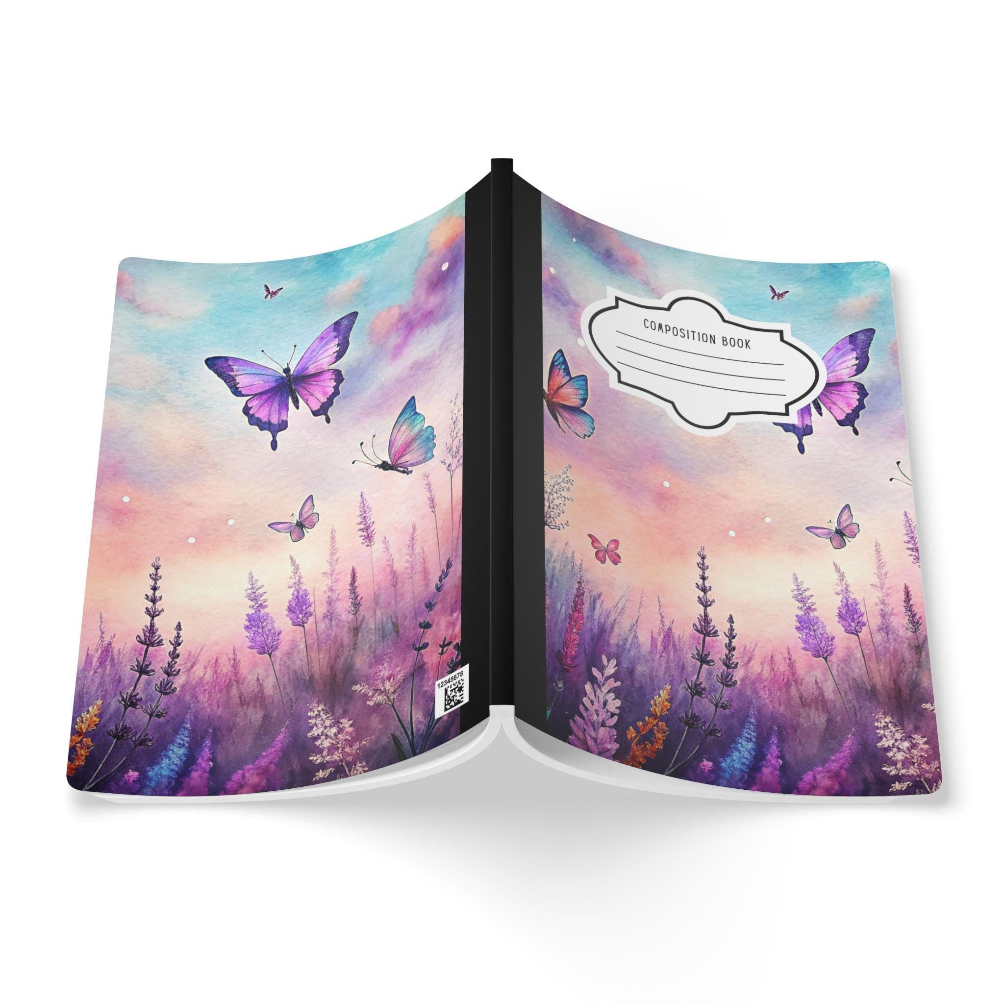 Twilight butterfly composition notebook with vivid floral patterns and premium soft-touch cover. — view 2