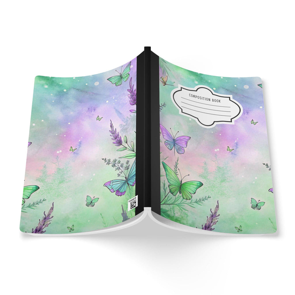Pastel sky butterfly composition notebook with soft touch cover and college ruled pages for daily writing — view 2