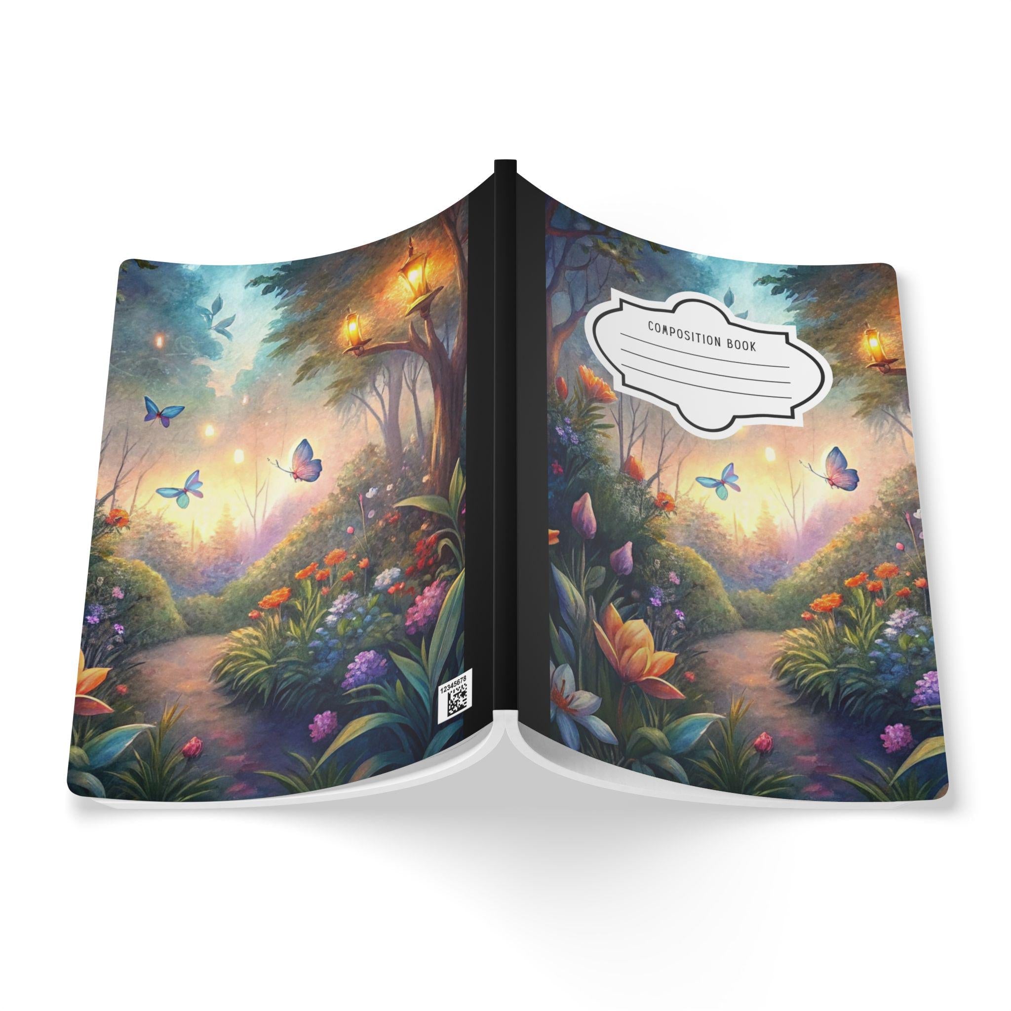 Pastel sky butterfly composition notebook with watercolor floral design and premium soft touch cover — view 2