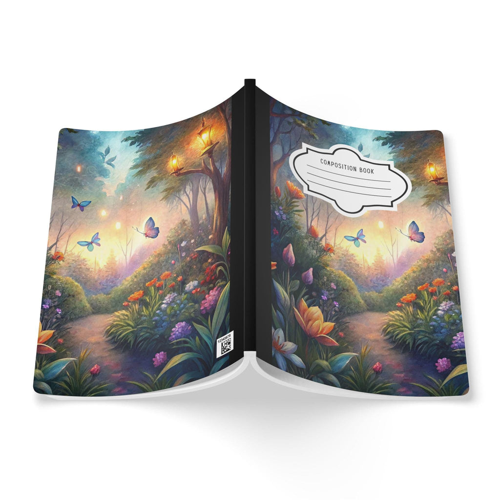 Pastel sky watercolor butterfly composition notebook with college ruled pages and soft touch cover — view 2