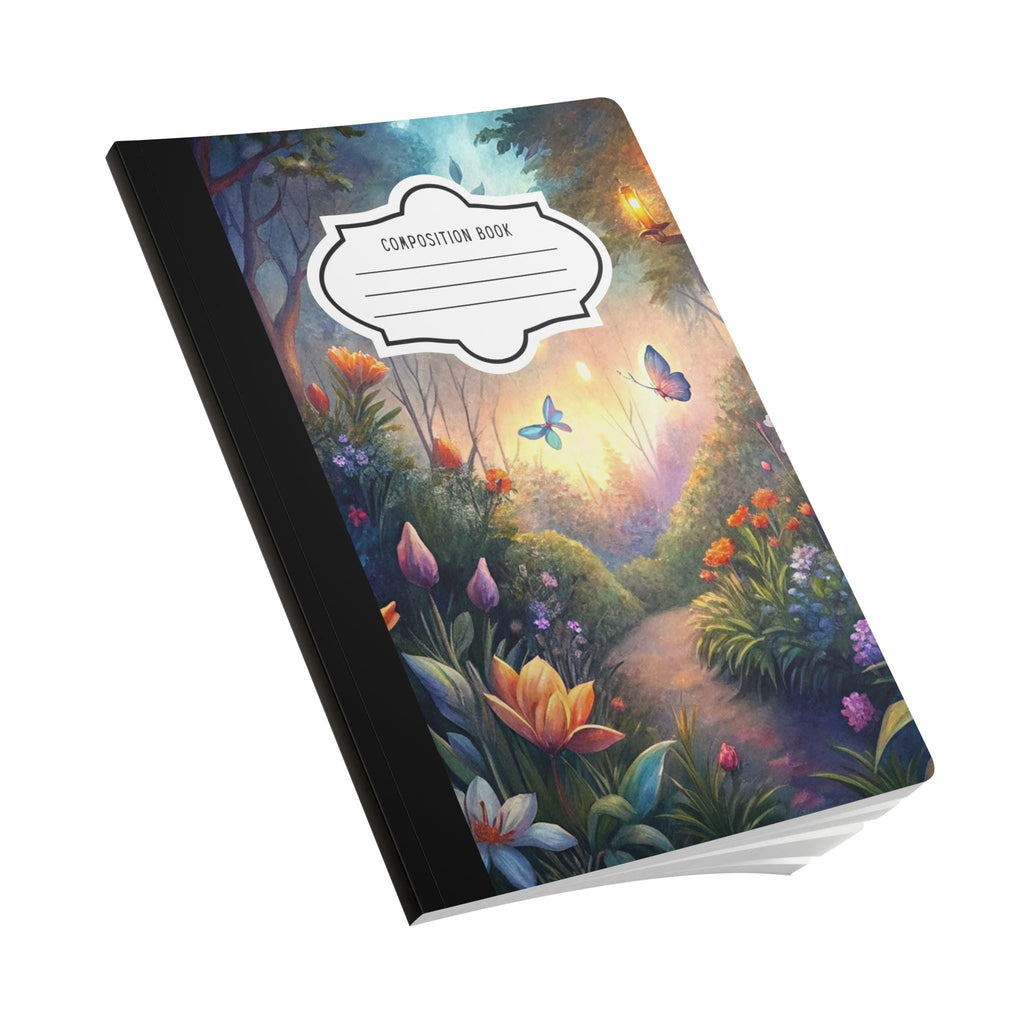 Pastel sky butterfly composition notebook with watercolor floral design and premium soft touch cover — view 3