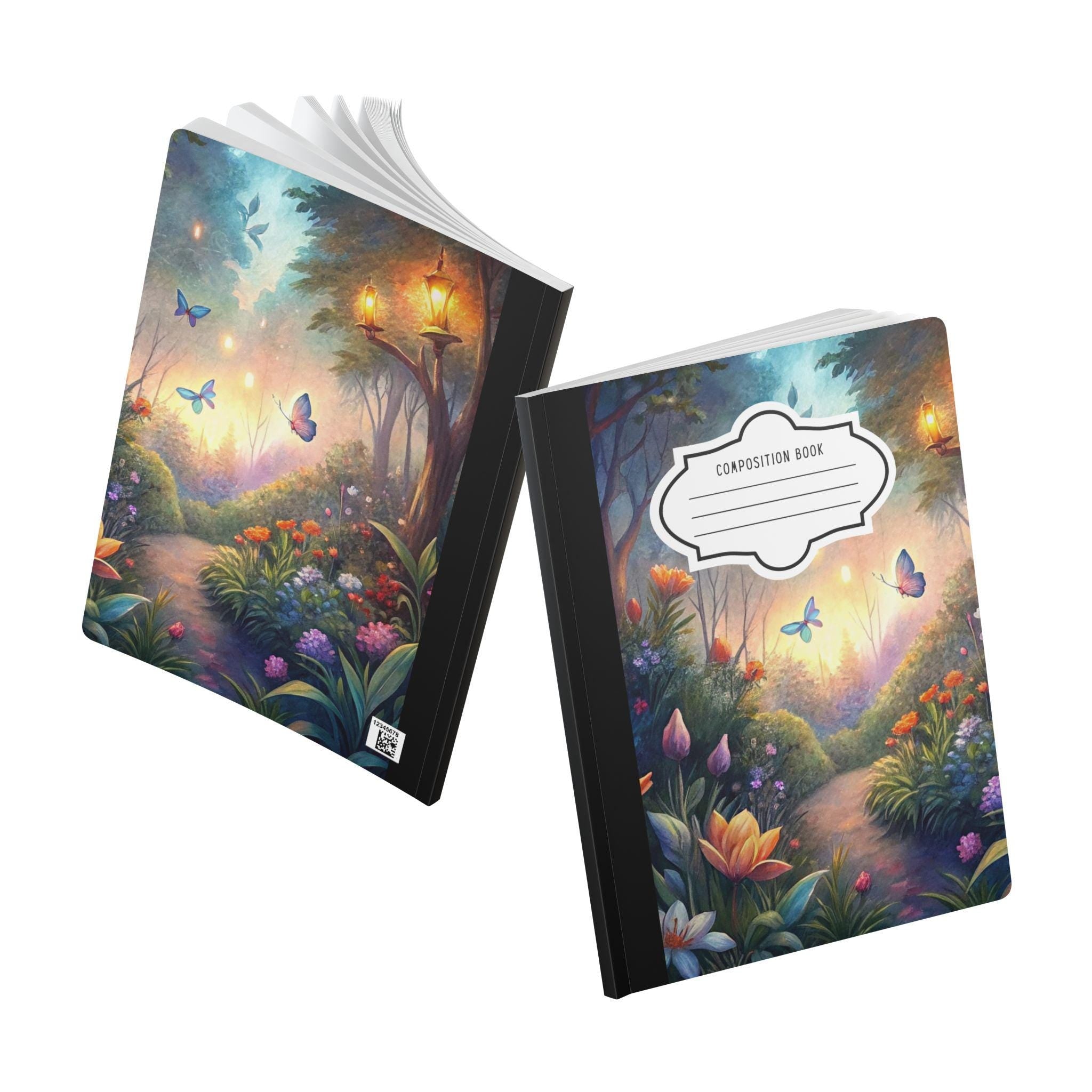 Pastel sky butterfly composition notebook with watercolor floral design and premium soft touch cover — view 5