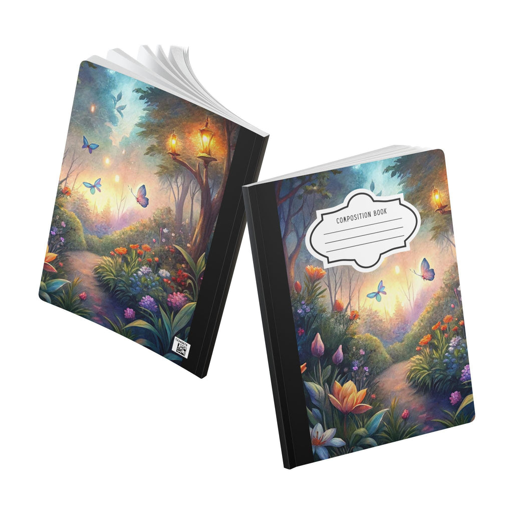 Pastel sky watercolor butterfly composition notebook with college ruled pages and soft touch cover — view 5