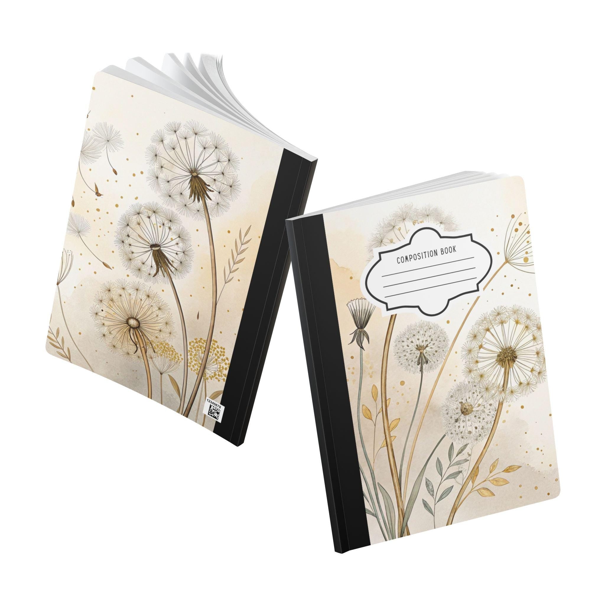 ColorFlow Golden Dandelion composition notebook with soft touch cover and college ruled pages — view 5