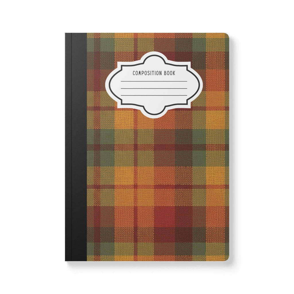 Rustic plaid ColorFlow composition notebook set featuring a soft touch cover and matching mini pocket journal.