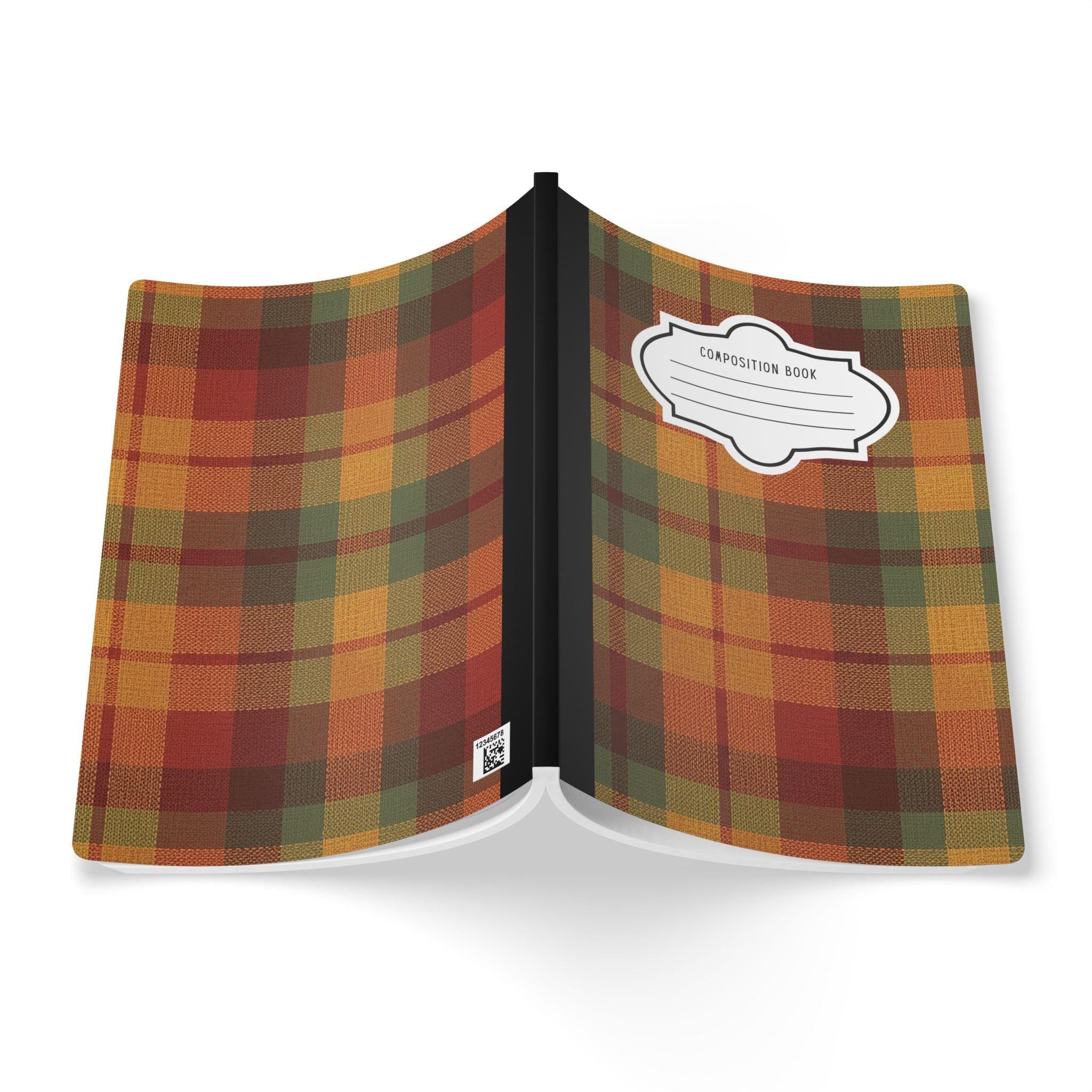 Rustic plaid ColorFlow composition notebook set featuring a soft touch cover and matching mini pocket journal. — view 2