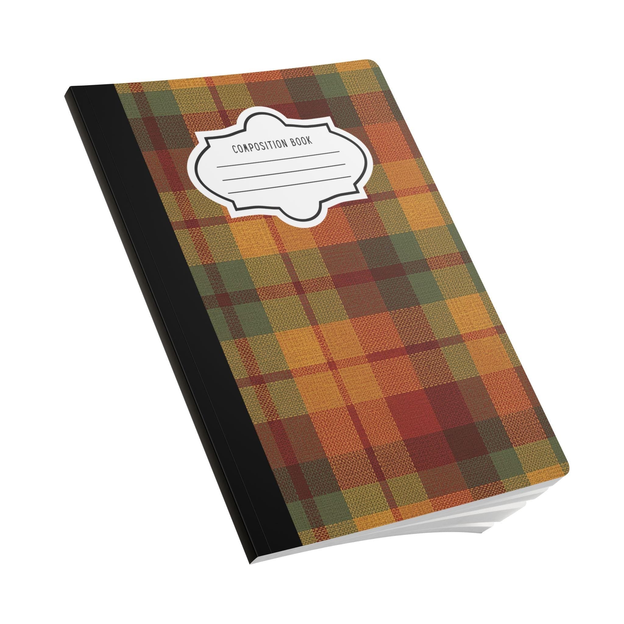 Rustic plaid ColorFlow composition notebook set featuring a soft touch cover and matching mini pocket journal. — view 3
