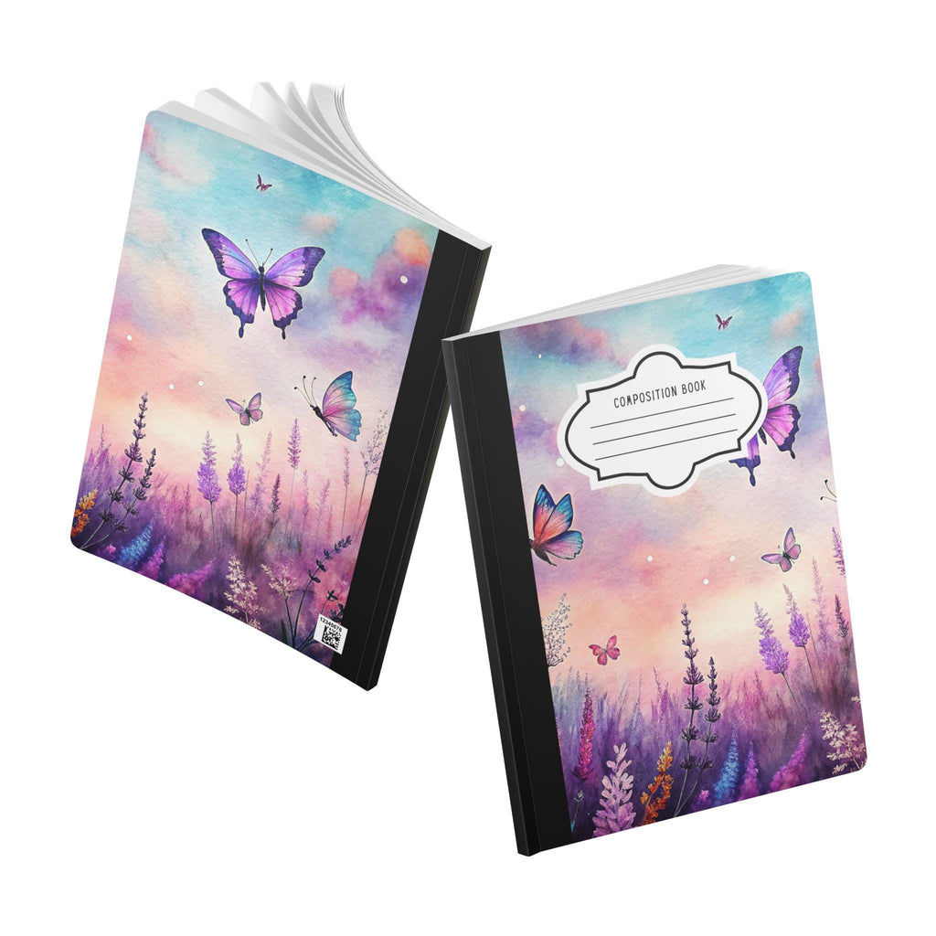 Twilight butterfly composition notebook with vivid floral patterns and premium soft-touch cover. — view 5