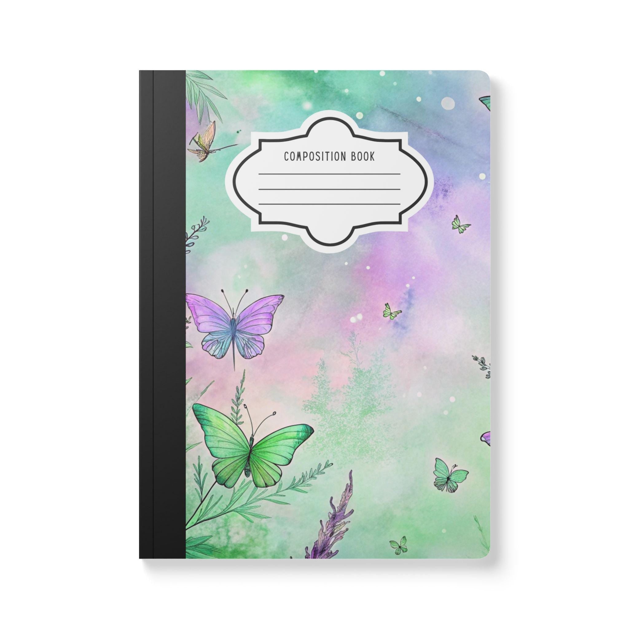 Pastel sky butterfly composition notebook with soft touch cover and college ruled pages for daily writing