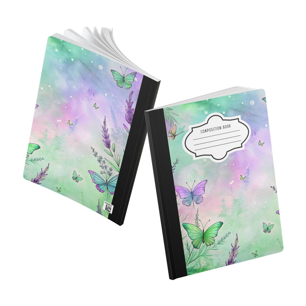Pastel sky butterfly composition notebook with soft touch cover and college ruled pages for daily writing — view 5