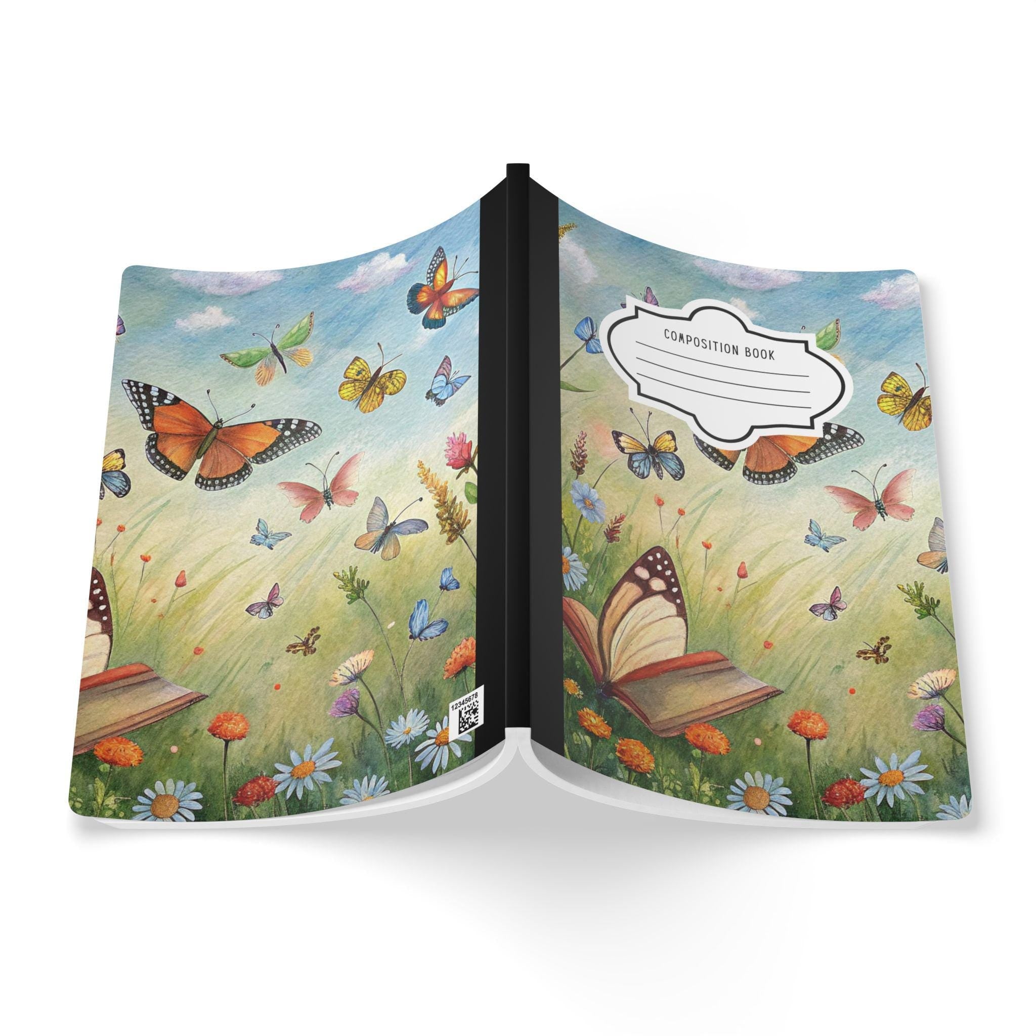 ColorFlow butterfly composition notebook with aesthetic vibrant floral cover and premium college-ruled paper pages. — view 2