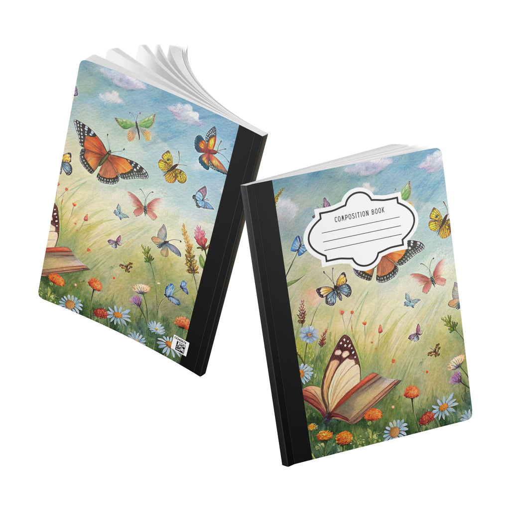 ColorFlow butterfly composition notebook with aesthetic vibrant floral cover and premium college-ruled paper pages. — view 5