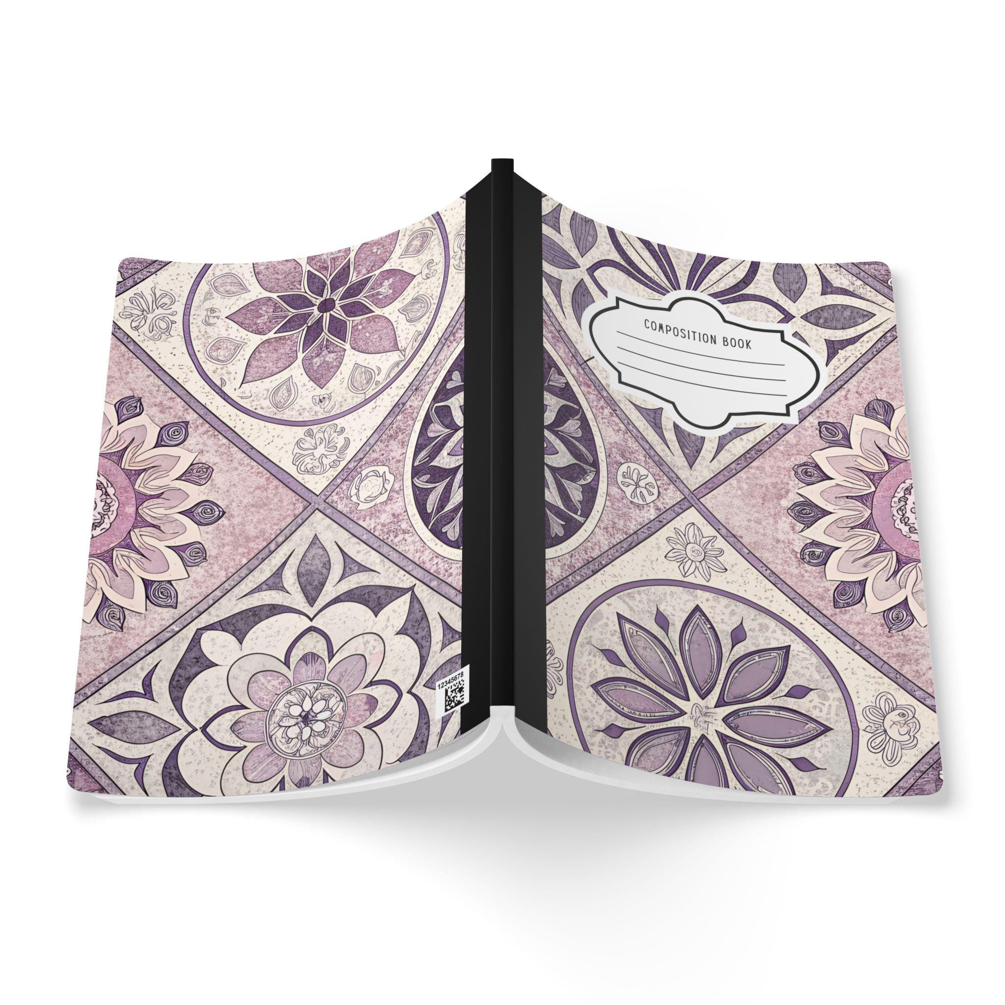 Mandala bloom composition notebook with vibrant floral cover design and college ruled pages — view 2