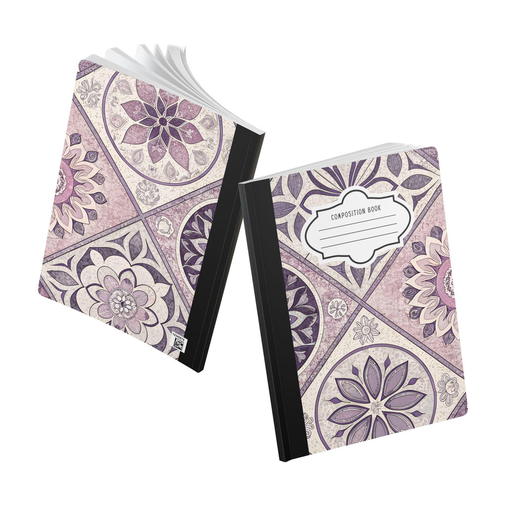 Mandala bloom composition notebook with vibrant floral cover design and college ruled pages — view 5