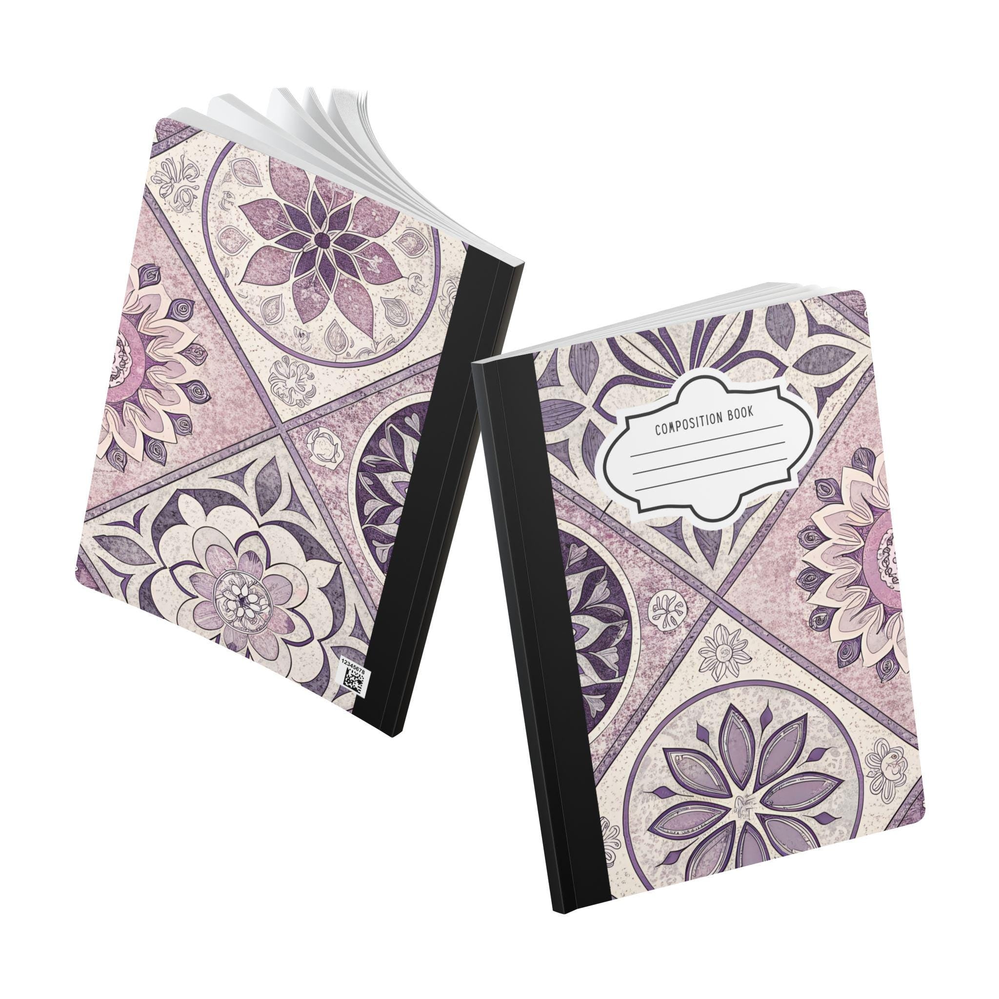 Mandala bloom composition notebook with vibrant floral cover design and college ruled pages — view 5