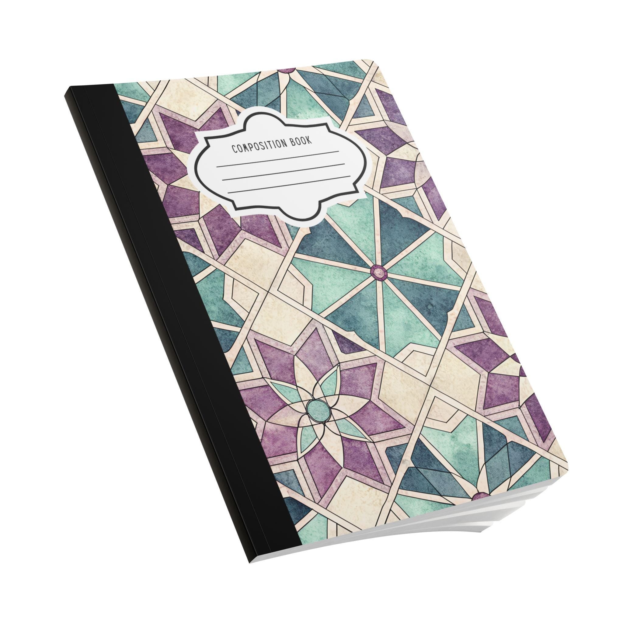 Moroccan star composition notebook with vibrant geometric soft-touch cover and college ruled paper — view 3