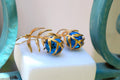 Nature-Inspired Earrings, Araucaria Leaf with Murano Glass Gold-Plated Recycled Brass-0