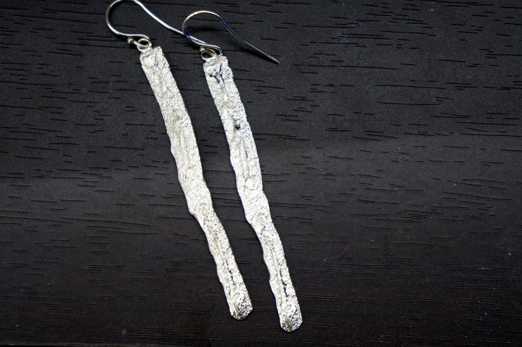 Tree Bark Earrings: Nature Inspired Design (14k Gold Plated Brass)-4