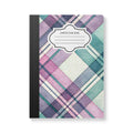 Pastel plaid composition notebook with soft touch cover available in classic and mini aesthetic sizes