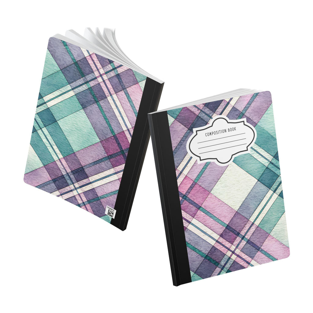 Pastel plaid college ruled composition notebook with soft touch cover and bleed resistant paper — view 5