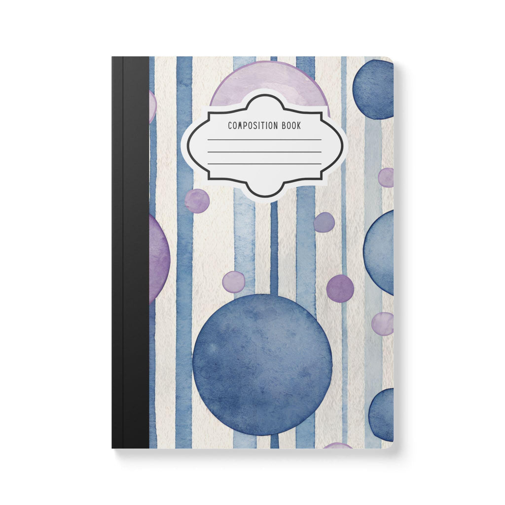 Indigo blue watercolor bubble composition notebook with soft touch cover and college ruled pages