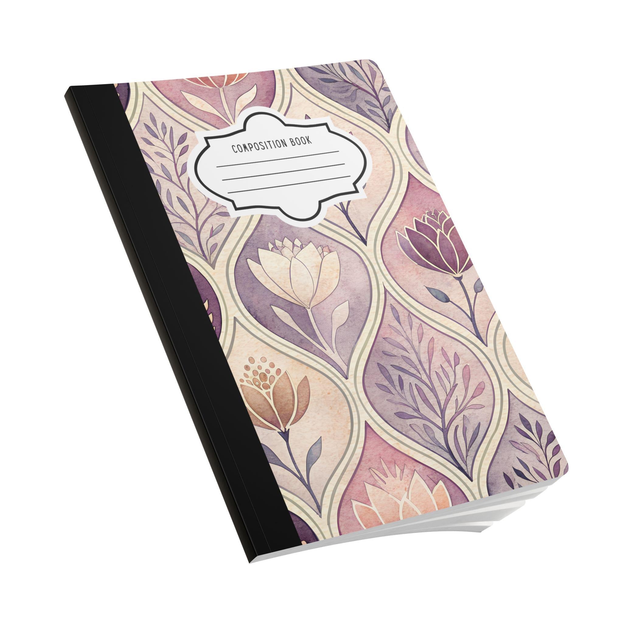 Blush floral composition notebook with soft-touch aesthetic cover and college-ruled pages for daily writing. — view 3
