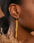 Tree Bark Earrings: Nature Inspired Design (14k Gold Plated Brass)-0