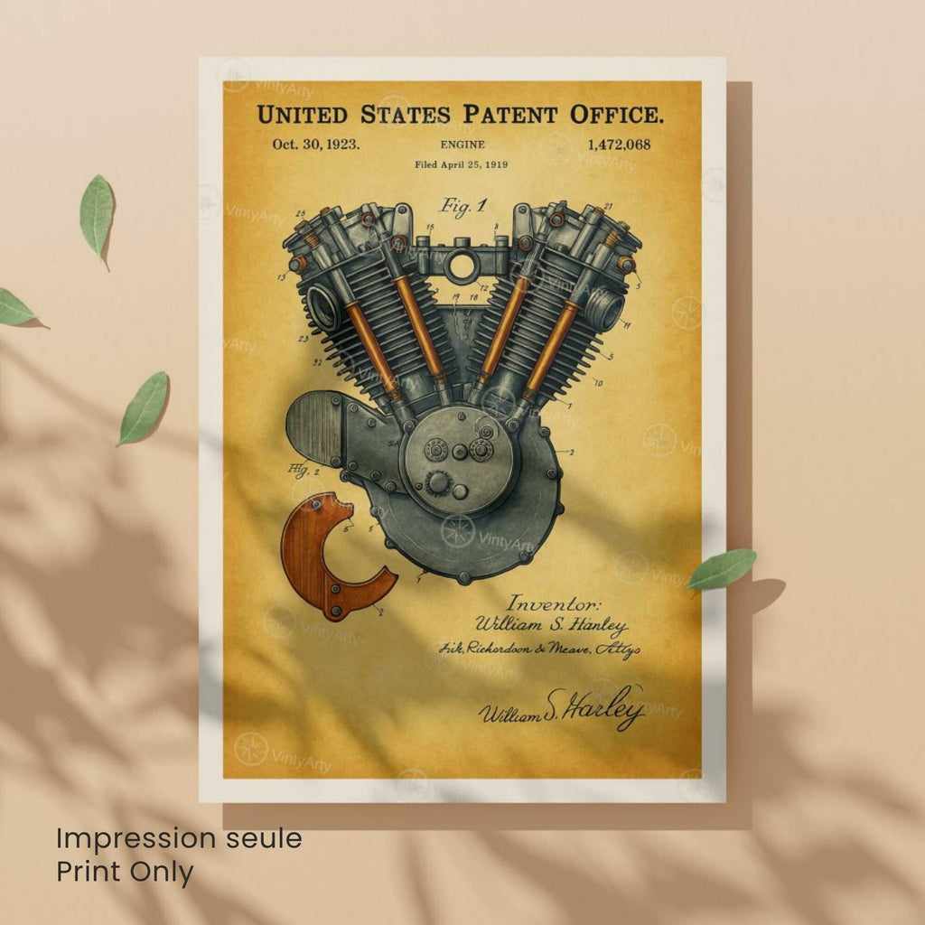 Affiche Brevet Moteur Vintage – Poster Mécanique 1923 | Décoration Industrielle Atelier & Garage-5