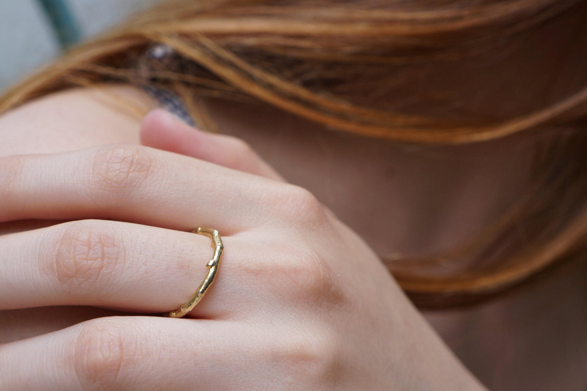 Real Olive Branch Gold Ring, Handmade Minimalist Jewelry, Organic Tree Branch, Eco Gift for Luck & Success, Sterling Silver 925-0