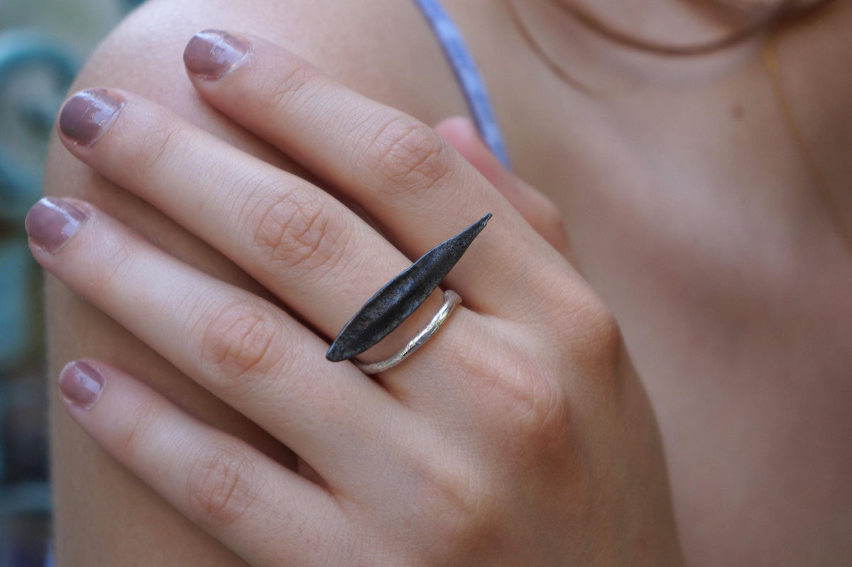 Real Olive Leaf Silver Ring, Handmade Nature Jewelry, Organic Botanical Band, Gift for Peace & Protection, Gold or Sterling Silver 925-1