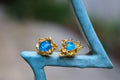 Real Daisy Flower Gold Earrings with Red Murano Glass, Handmade Nature Jewelry, Organic Nature Earrings, Unique Gift for Nature Lovers, 14K Gold Plated Sterling Silver 925-0