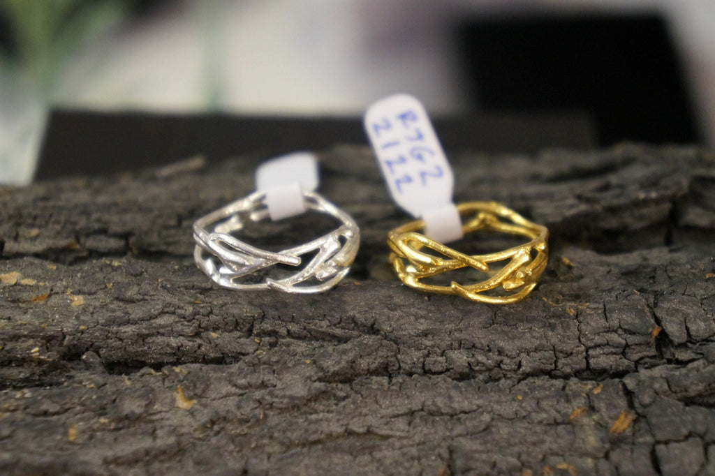 Real Jasmine Branch Ring, 14K Gold Plated Sterling Silver Ring, Handmade Minimalist Jewelry Gift, Gift for Women, Boho Nature Fashion-3