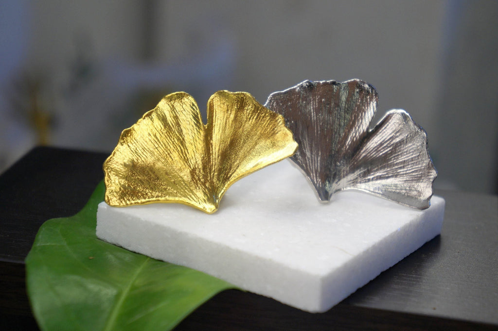 Real Ginkgo Biloba Leaf Ring, Handmade Statement Jewelry, Organic Boho Band, Gift for Health and Longevity, Sterling Silver 925-1
