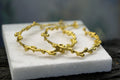 Vegan Gold Hoop Earrings, Acacia Leaf Detail (Eco-Friendly, 4cm).Recycled Brass-0