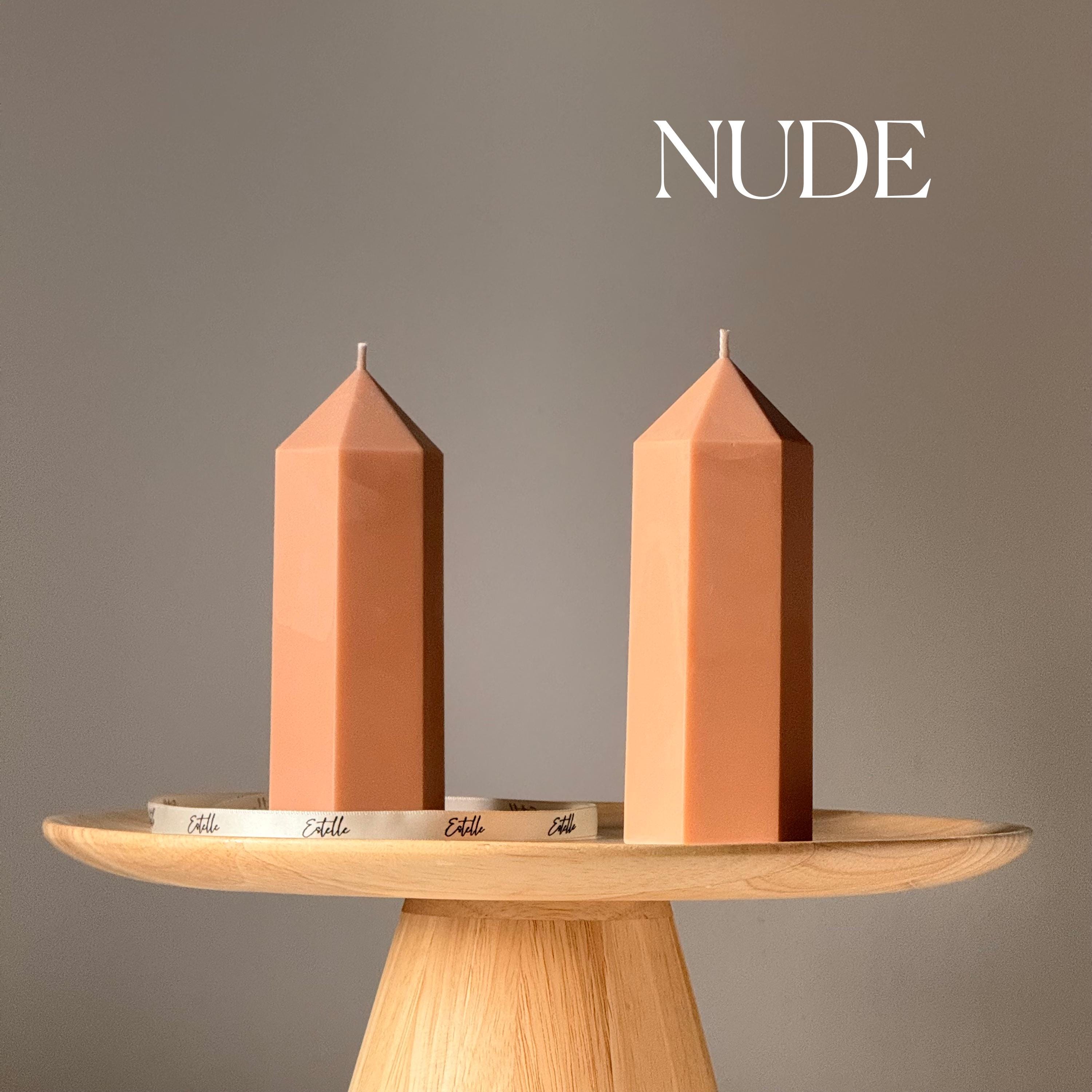 Greko peak soy wax candle, tall ribbed aesthetic pillar taper design for home decor styling — view 2