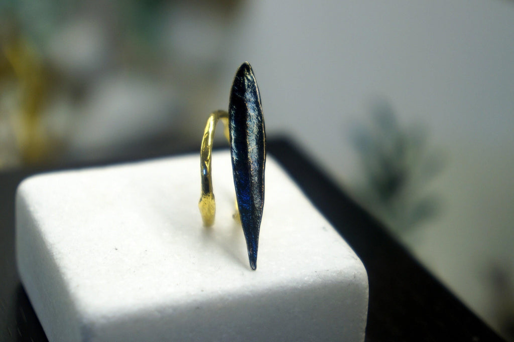 Olive Leaf Ring: Nature Inspired, Adjustable - Recycled Brass Jewelry-2