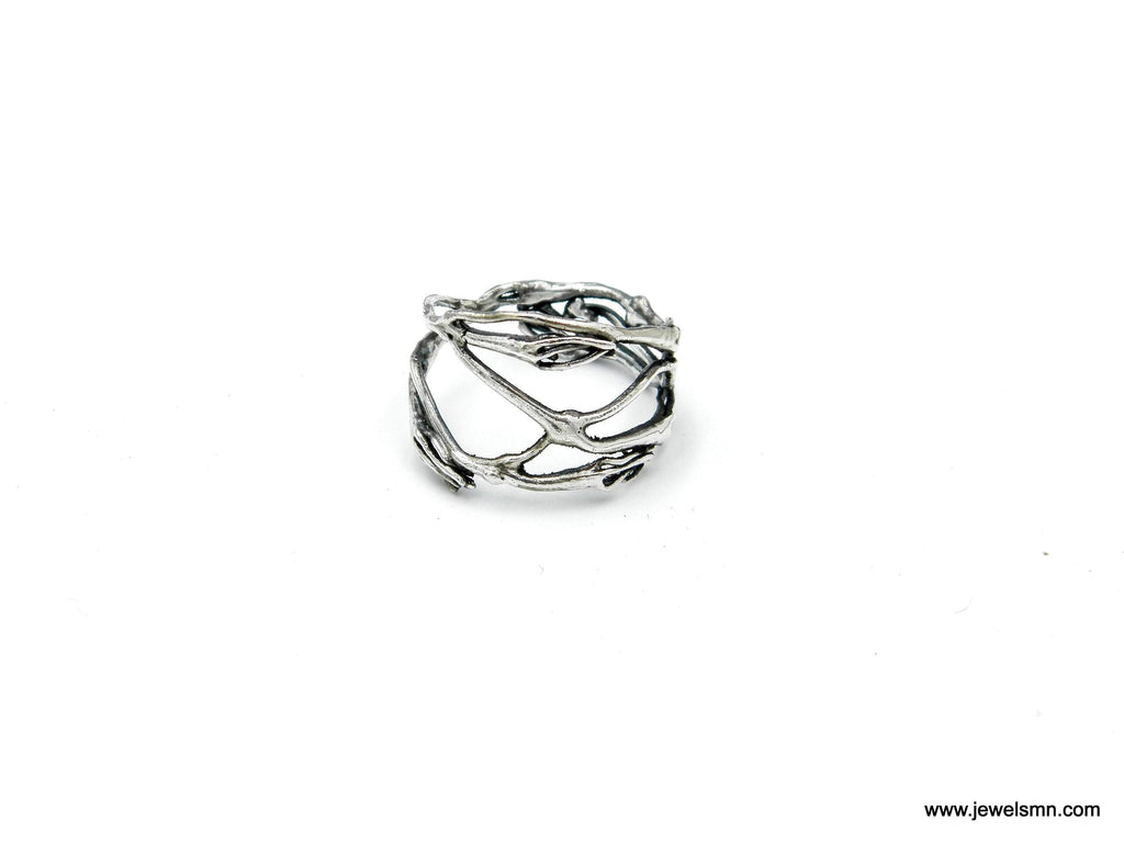 Real Twig Silver Ring, Handmade Nature Jewelry, Organic Botanical Band, Gift for Beauty & Sensuality, Sterling Silver 925-1