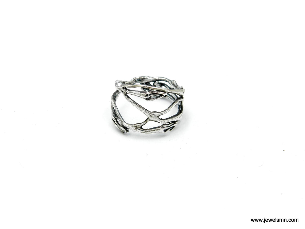 Real Twig Silver Ring, Handmade Nature Jewelry, Organic Botanical Band, Gift for Beauty & Sensuality, Sterling Silver 925-1