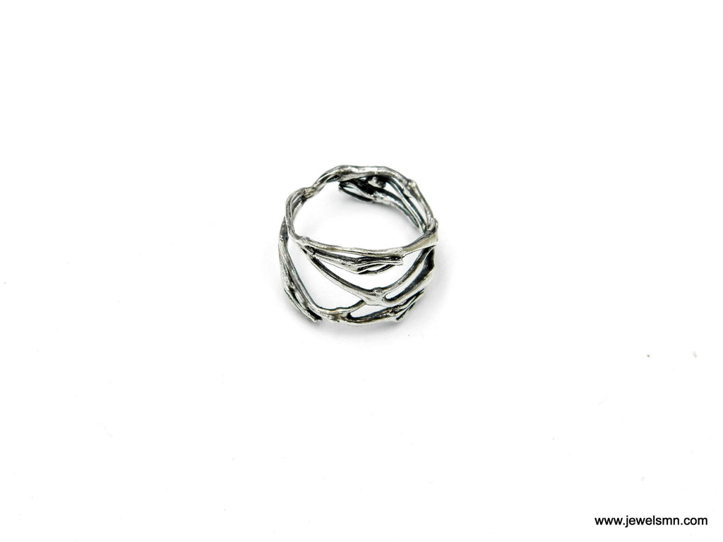 Real Twig Silver Ring, Handmade Nature Jewelry, Organic Botanical Band, Gift for Beauty & Sensuality, Sterling Silver 925-4
