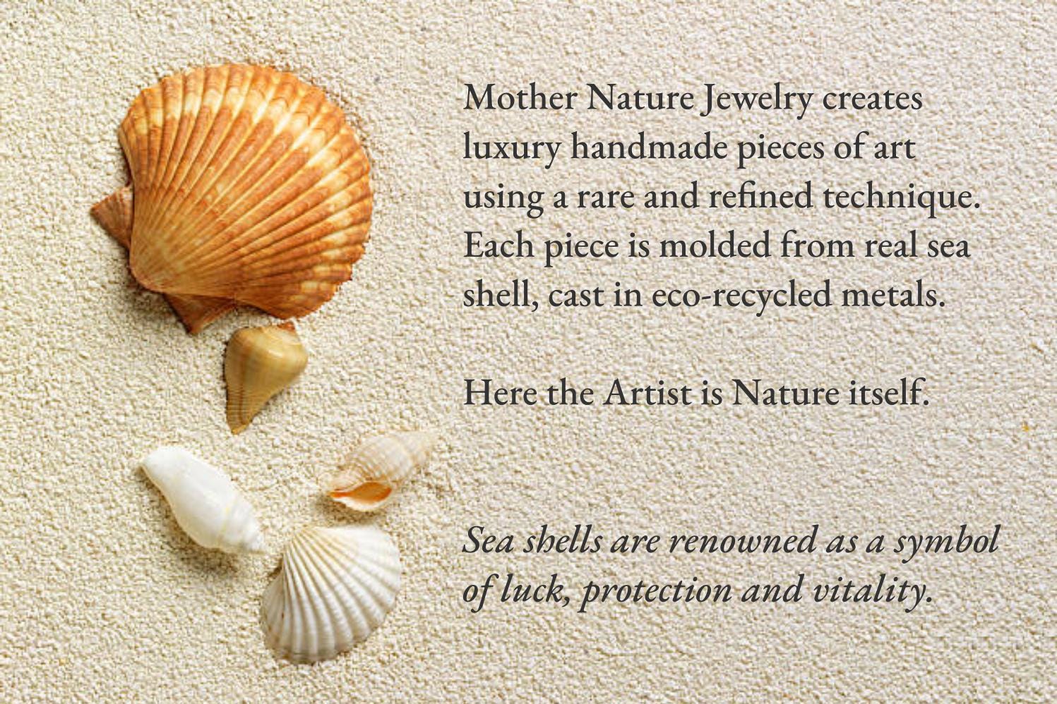 Minimalist sterling silver ring featuring an authentic embedded sea shell on a textured twig band — view 3