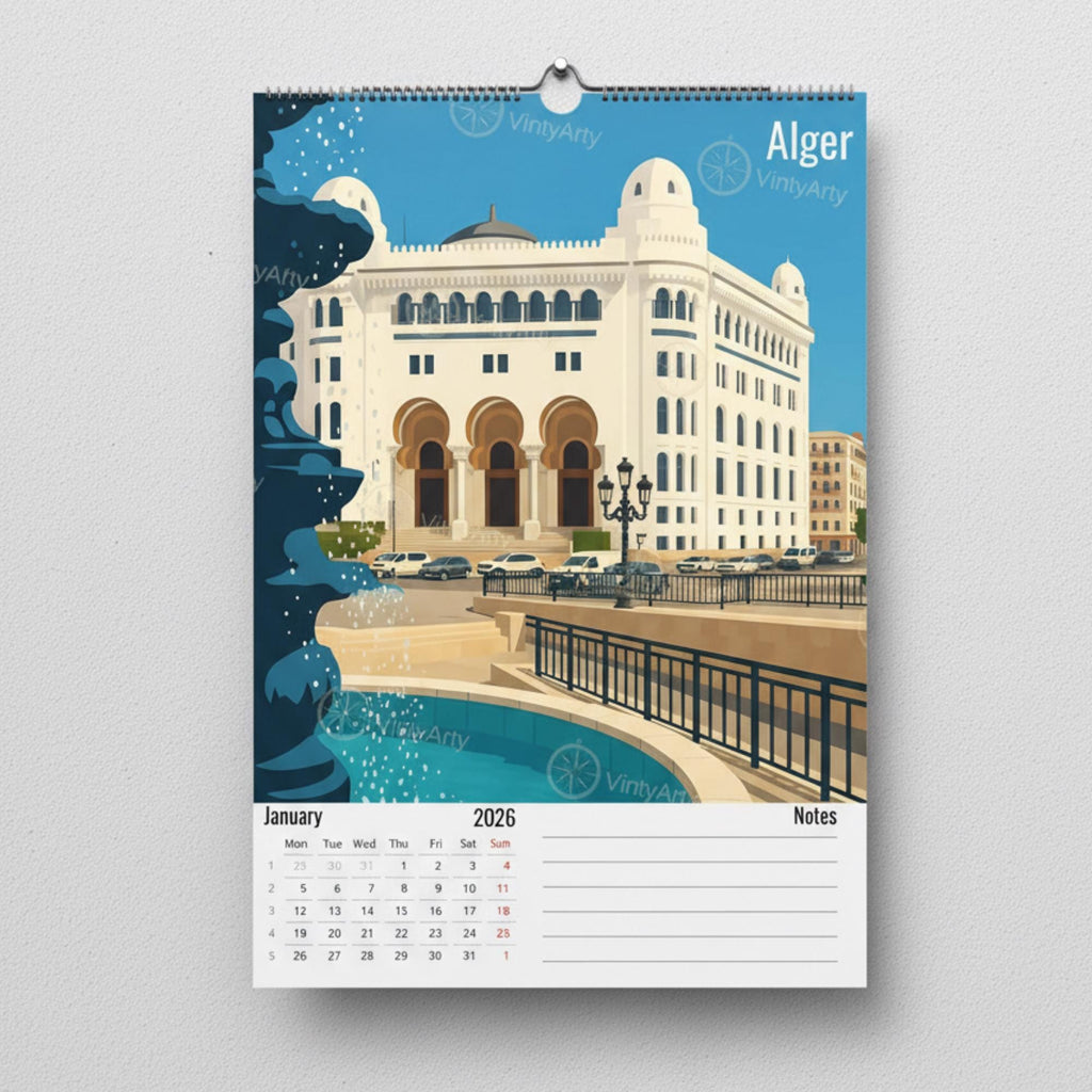 Calendrier Algérie 2026 – 12 Illustrations Artistiques des Villes d’Algérie-1